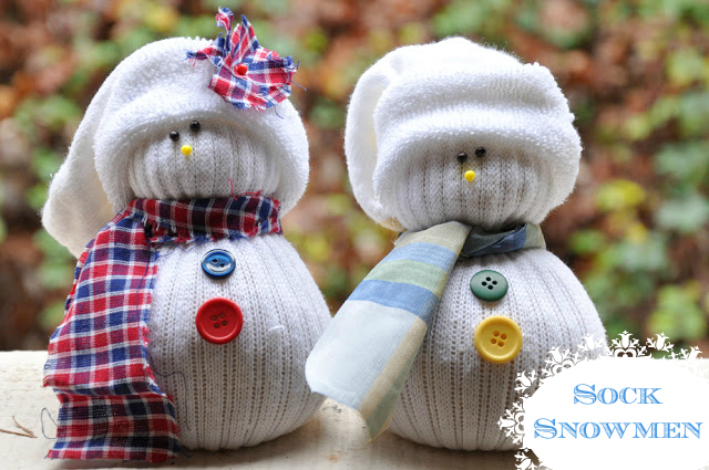 Sock Snowmen with label